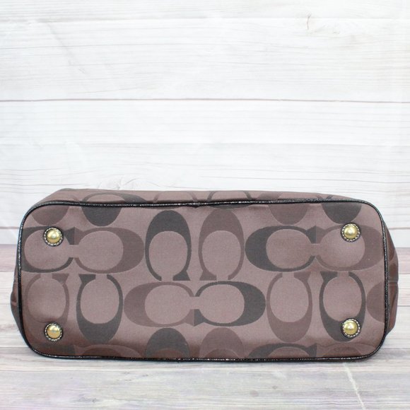 Coach F20105 Signature Brown Kisslock Carry All Purse Satchel Shoulder Bag - Picture 6 of 9